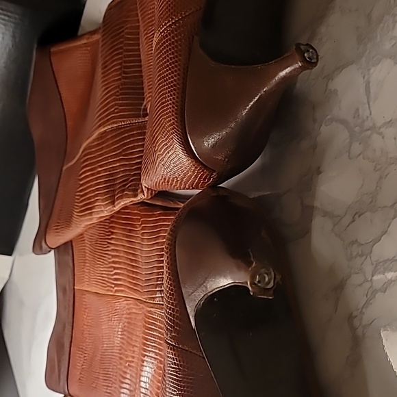 AUTHENTIC DOLCE & GABBANA  BROWN LEATHER LIZARD PRINT BOOTS - US 10 / EU 40 - Picture 6 of 16